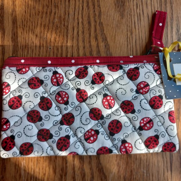 NWT Quilted Ladybug Zippered Pouch Wallet Coin Purse Glasses Case - Picture 4 of 13